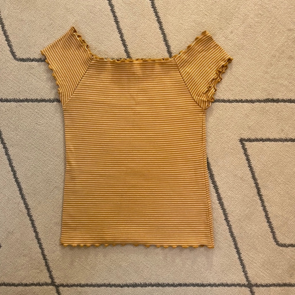 Striped off the shoulder crop top